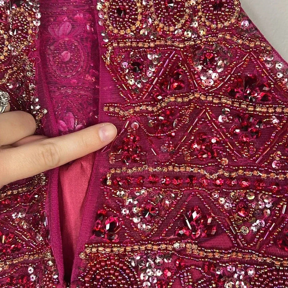 Sherri Hill Two-Piece Ruby Beaded Bodice & Organza Skirt - Size 0 - EUC - Picture 11 of 16